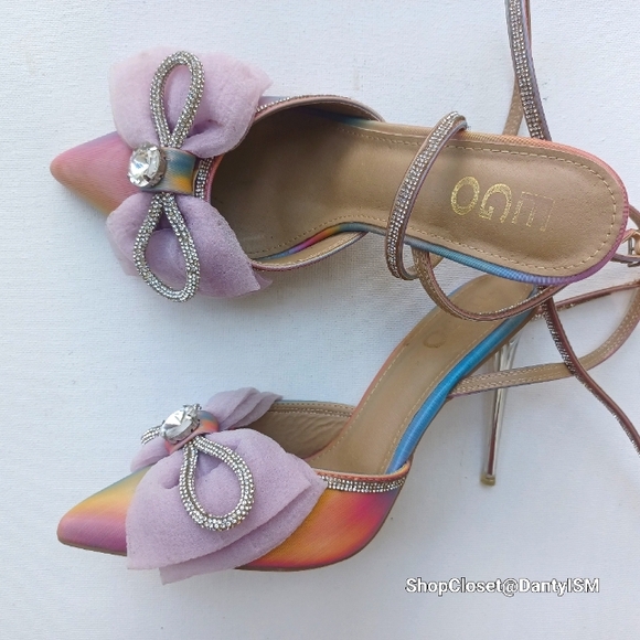 EGO Pastel Purple and Silver Heels With Decorative Bow - Picture 4 of 12